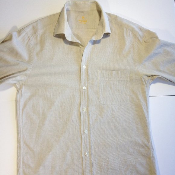 Men's Van Laack Royal Shirt Beige Casual Cotton Made in Germany 39-68 (Medium) - Picture 2 of 7
